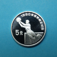 China 1990 5 Yuan Fußball WM Torwart PP (Mük17/3 - China