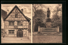 AK Marbach A. N., Schillers Geburtshaus, Das Schiller-Denkmal  - Marbach