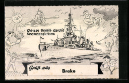 Künstler-AK Brake, Seemannsleben, Karikatur  - Brake