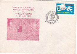 PHILATELIC EXHIBITIONS BUCURESTI 1980 ROMANIA SPECIAL COVER, STAMPS DOVE FLOWERS - Esposizioni Filateliche