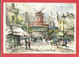 C.P.M. ( 75 ) « PARIS » Le Moulin Rouge ,Aquarelle  - Jolie Vue Générale  X2phots - Autres Monuments, édifices