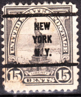 USA Precancels New York 1922 Sc566 15c Liberty. NEW / YORK / N.Y. - Prematasellado