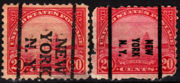 USA Precancels New York 1923 Sc567 20c Golden Gate. NEW / YORK / N.Y. - 2 Types - Prematasellado