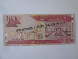 Republica Dominicana 1000 Pesos Oro 2004 Specimen UNC Banknote See Pictures - Dominicaine