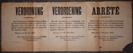 Arrêté De L'occupant Allemand Concernant Le Prix De La Laine - Bruxelles 28 Juillet 1915 Trilingue DE/NL/FR (73x28 Cm) - - 1914-18