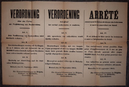 Arrêté De L'occupant Allemand Concernant La Défense De Donner Des Betteraves à Sucre En Nourriture Au Bétail - Bruxelles - 1914-18