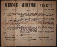 Arrêté De L'occupant Allemand Concernant L'élévation Du Rendement De La Mouture - Bruxelles 13 Avril 1917 Trilingue DE/N - 1914-18