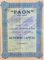S.A. Paon - Action De Capital De 500 Francs Au Porteur (1929) - Liège - Industry