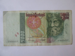 Rare! Portugal 5000 Escudos 1995 Banknote Left Corner Restored See Pictures - Portogallo