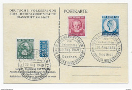 Volksspende Für Goethes Geburtsstätte, 1949 Mit Sonderstempel - Renania-Palatinado