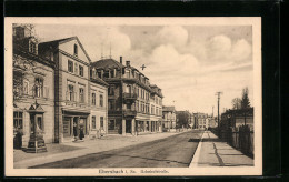 AK Ebersbach /Sa., Bahnhofstrasse Mit Geschäft Clemens Und Wettersäule  - Ebersbach (Loebau/Zittau)