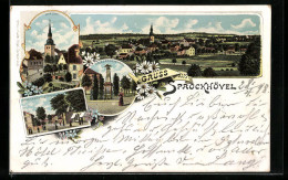 Lithographie Sprockhövel, Sprockhövelstrasse, Kriegerdenkmal, Kirche  - Sprockhoevel