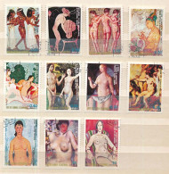 11 Timbres Oblitérés GUINEE EQUATORIALE II-8 Peintures, Tableaux De Femmes Nues à Travers L'histoire - Desnudos