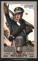 AK Kelheim, 100 Jahrfeier Der Deutschen Befreiungskämpfe 1813-1913, Soldat Mit Fahne, Spruch, Ganzsache Bayern  - Postkarten