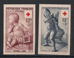 FRANCE - 1955 - N°YT. 1048 à 1049 - Croix Rouge - Non Dentelé / Imperf. - Neuf Luxe ** / MNH / Postfrisch - 1951-1960