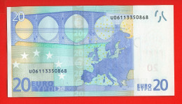 89 - BILLET 20 EUROS 2002 NEUF Signature WIM DUISEMBERG  N° U06113350868 - Imp L004F1 - 20 Euro