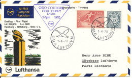 Norway Lufthansa First Flight Oslo - Goteborg 1-4-1970 - Brieven En Documenten
