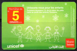 Cartes De Recharge -UNICEF -Tunisiana-2 Images (Recto-Verso) -2 Scans - Tunisie