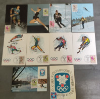 10 CP JO Grenoble 1968 Timbre 1er Jour Sport Hiver Ski Patin à Glace Jeux Olympique - Juegos Olímpicos