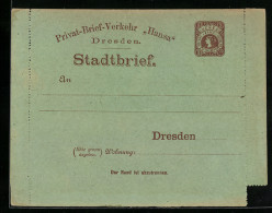 AK Dresden, Stadtbrief, Privat-Brief-Verkehr Hansa, Private Stadtpost  - Sellos (representaciones)