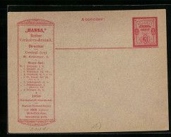 Briefumschlag Berlin, Hansa Berliner Verkehrs-Anstalt, Central-Amt, W. Kronenstr. 2, Private Stadtpost  - Briefmarken (Abbildungen)
