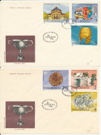 Romania FDC 30-12-1988 Archaeology Complete Set Of 6 On 2 Covers With Cachet - FDC