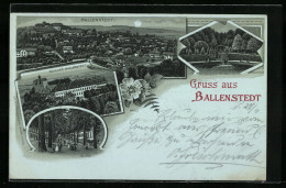 Lithographie Ballenstedt, Blick Zum Schloss, Partie In Der Allee  - Ballenstedt