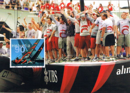 Suisse - "Alinghi, Switzerland" : Equipe Suisse Vainqueur De La Coupe De L'America 2003 CM 1756 (année 2003) - Cartes-Maximum (CM)