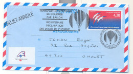Projet Annulé Du Transport Par Ballon Du 20 Aout 1989 - Cachets Commémoratifs