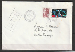 LETTRE TP YT 2571 CNES 3.60 +Liberté 0.10c OBL.du.27/7/1989, 74 Amphion Les Bains - Storia Postale