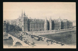 CPA 9 X 14 PARIS La Conciergerie  Marché Sur Le Pont Autobus Voiture Cheval - Autres Monuments, édifices