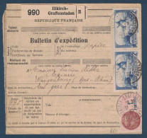 TIMBRES PERFORÉS FO Sur BULLETIN D'EXPEDITION (PLI) De ILLKIRCH GRAFFENSTADEN (RHIN) De 1937 Avec TIMBRE FISCAL - Storia Postale