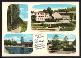 AK Güttersbach /Odenwald, Gasthof-Pension Zur Zentlinde, Grünanlage, Waldweg, Schwimmbad  - Odenwald