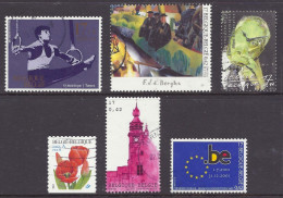 Belgium 2001 - Painting Sunday Sport Gym European Parliament Town Hall Belfry Nobel Ilya Prigogine Red Tulip - Lot Used - Used Stamps