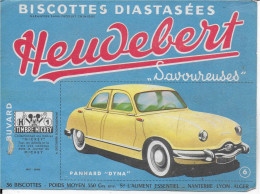 Buvard Annees  50's NEUF   Biscottes HEUDEBERT MICKEY AUTOMOBILE   6   Dyna Panhard - Zwieback