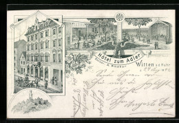 Lithographie Witten A. D. Ruhr, Hotel Zum Adler, Bes. A. Rheker  - Witten