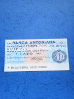 Banca Antoniana Di Padova E Trieste-100 Lire-19.09.1977 -unc - [10] Checks And Mini-checks