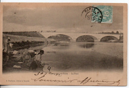 Carte Postale Ancienne Conflans Sur Seine - Le Pont - Métiers, Laveuses, Lavandières - Conflans Saint Honorine