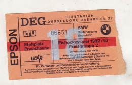 Germany Eissenstadion Dusseldorf - Hockey Ticket - Eishockeyspiel 1992/93 - Biglietti D'ingresso