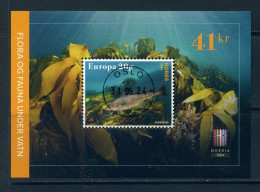 NORWAY 2024 Used (CTO) Underwater Flora And Fauna/Nordia Stamp Exhibition Sheet - Oblitérés