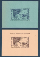 LOT De 2 BLOCS VIGNETTE JOURNEE DU TIMBRE SAINT RAPHAEL (VAR) De 1945 ALPHONSE KARR MAISON CLOSE PRISONNIERS DE GUERRE - Expositions Philatéliques