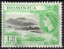DOMINICA/1954/USED/SC#150/ QUEEN ELIZABETH II / QEII /PICTORIAL / 12c EMERALD & GRAY - Dominica (...-1978)