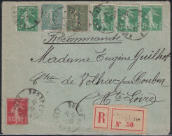 ARDECHE - ANNONAY - LETTRE RECOMMANDEE AVEC 7 TIMBRES SEMEUSE - DONT 6 AVEC PERFORATION CL - DU 28-6-21 - Storia Postale