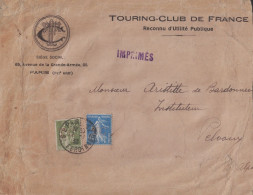 PARIS - RUE ST FERDINANT - LE 12-1-1933 - TYPE PAIX ET SEMEUSE PERORES TC SUR LETTRE ENTETE DU TOURING CLUB DE FRANCE - Storia Postale