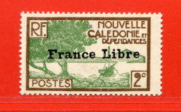 REF101 > NOUVELLE CALEDONIE > FRANCE LIBRE  Yvert N° 196 * > Neuf Dos Visible -- MH * - Nuovi