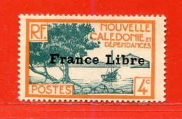 REF101 > NOUVELLE CALEDONIE >  FRANCE LIBRE  Yvert N° 198 * > Neuf Dos Visible -- MH * - Unused Stamps