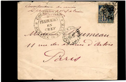 COCHINCHINE.1890.RARE "COCHINCHINE/SERVICE DE SANTE/PHARMACIEN EN CHEF".VARIETE COLONIES N+51. - Lettres & Documents