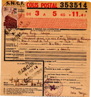 FRANCE.1943. COLIS POSTAL.  RARE OBLITERATION "CROIX-ROUGE" SUR T.P N°204. - Oblitérés