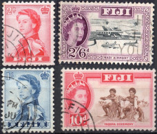 FIJI/1959-63/USED/SC#164, 166, 170, 172/ QUEEN ELIZABETH II /QEII / FIJI CULTURE / LANDSCAPES / PARTIAL SET - Fiji (...-1970)