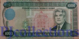 TURKMENISTAN 1000 MANAT 1995 PICK 8 VF - Turkmenistan